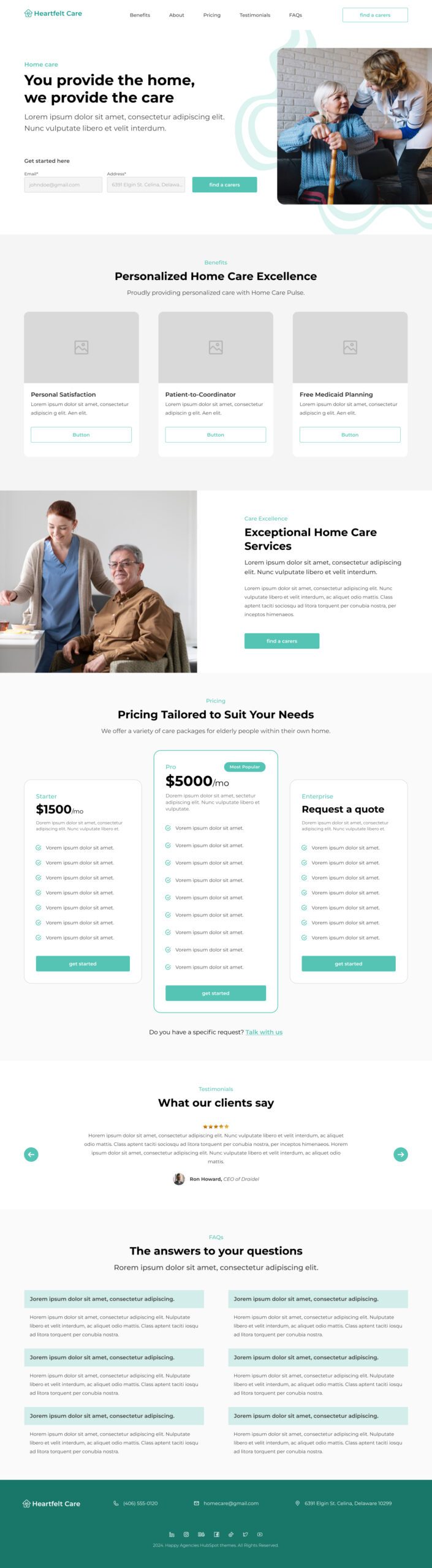 Home Care Template Page