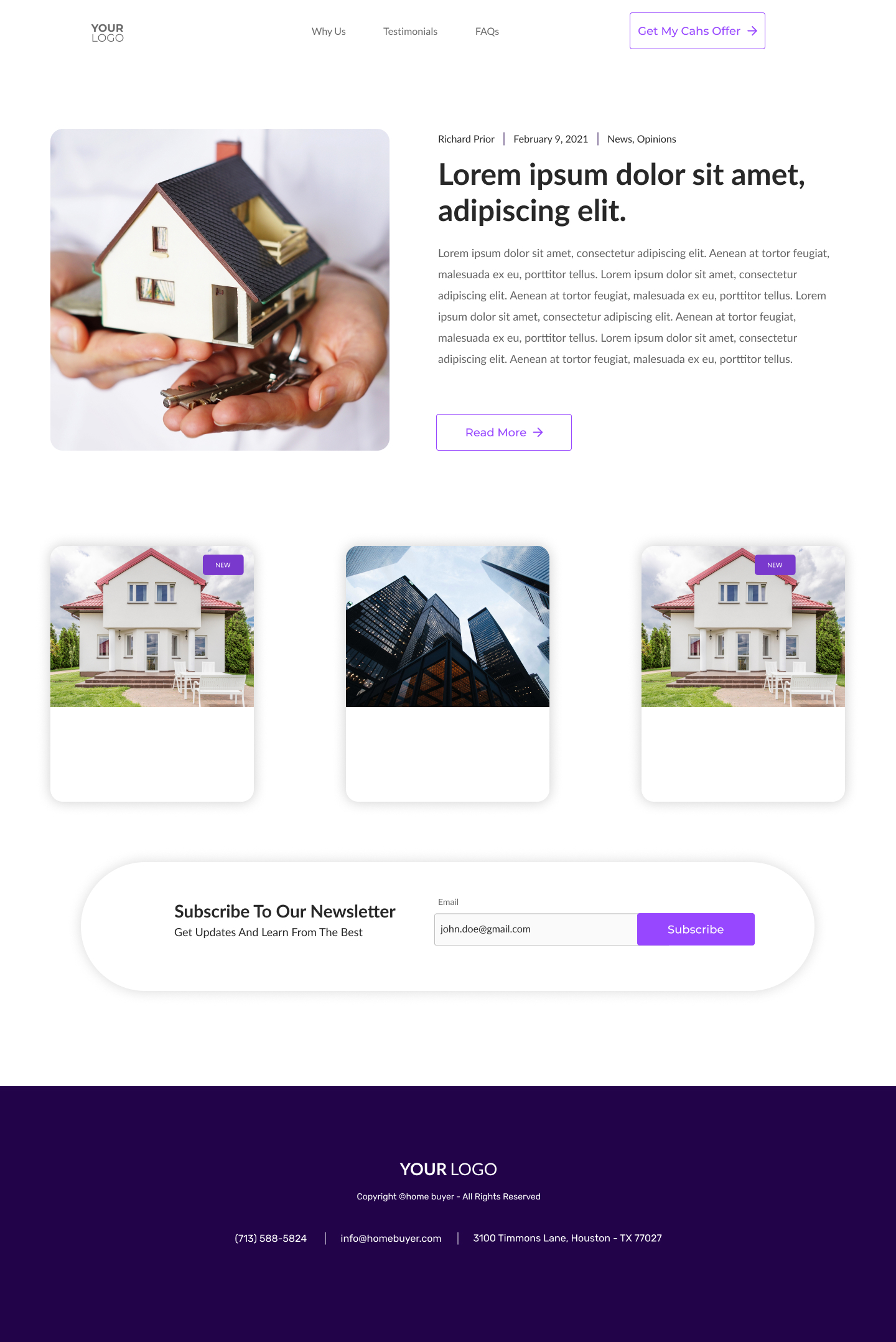 House Buyers Template · Blog Home