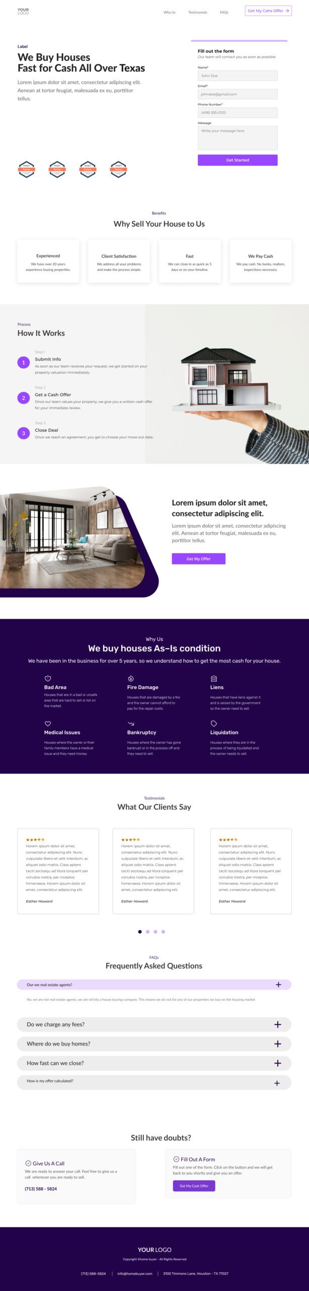 House Buyers Template · Landing Page