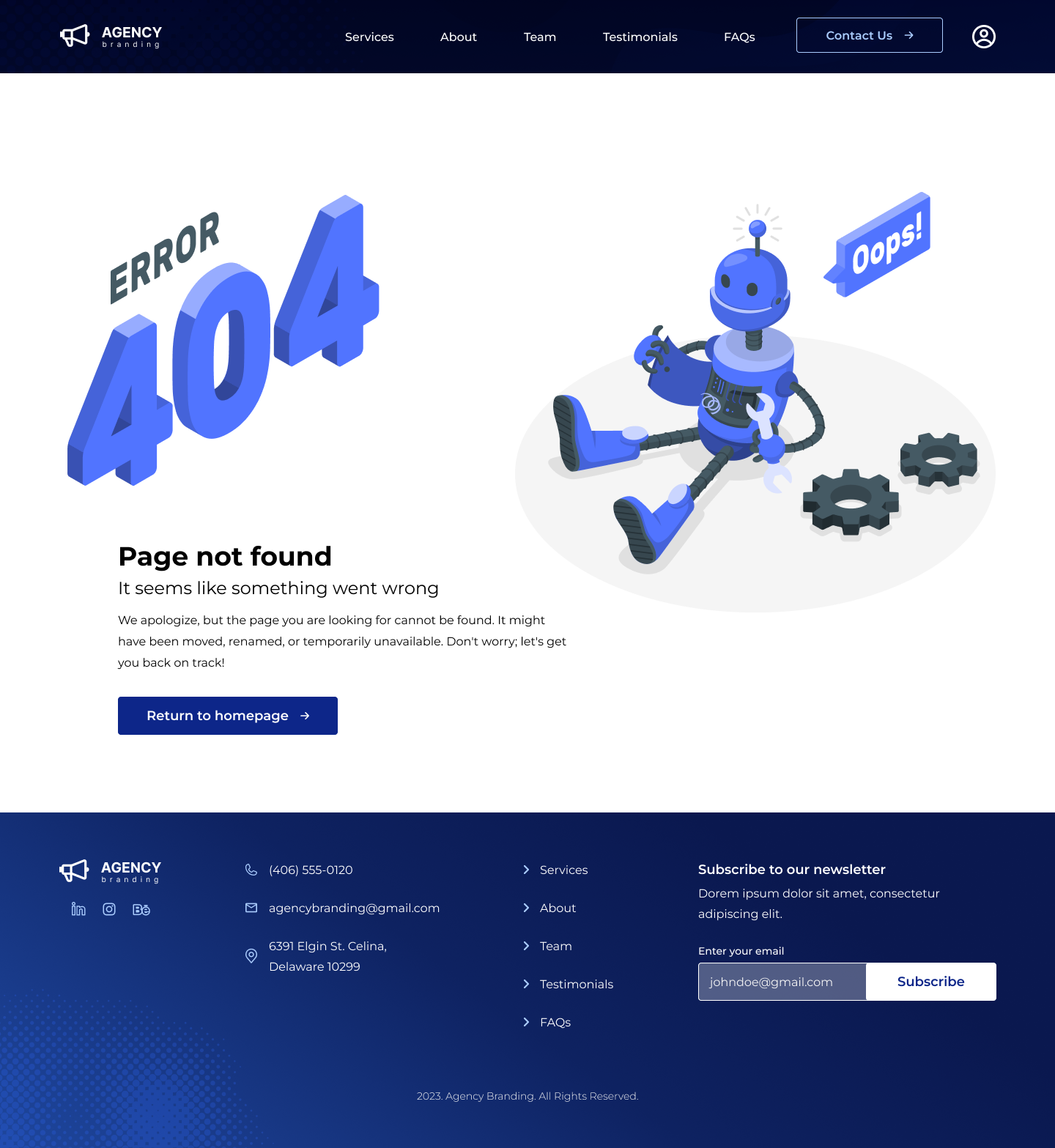 Marketing Website Template Kit - Error Page